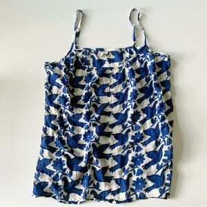 Old Navy Blue and White Floral Bird Tank Top